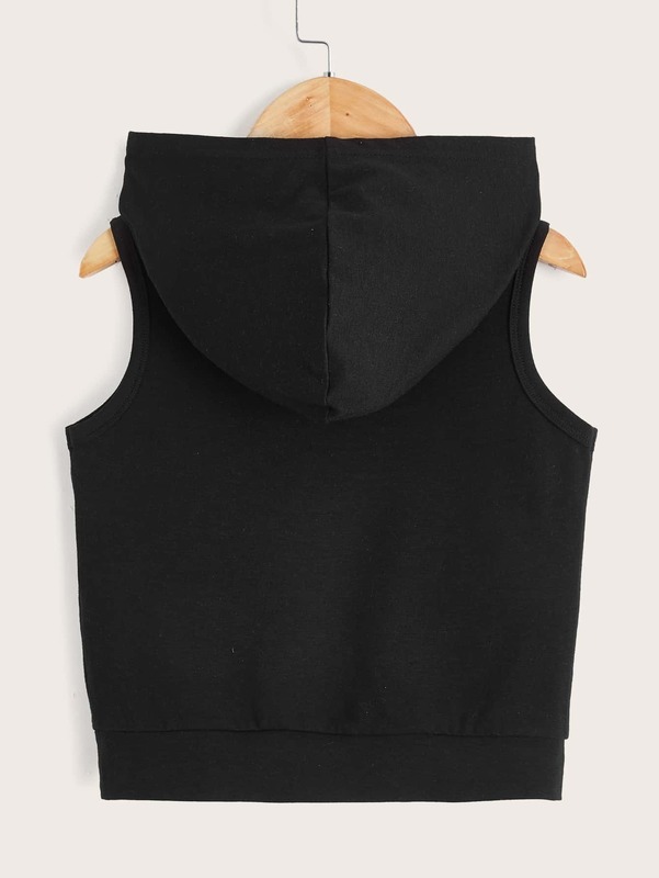 Toddler Boys Letter and Print Hooded Tank Top SHE01