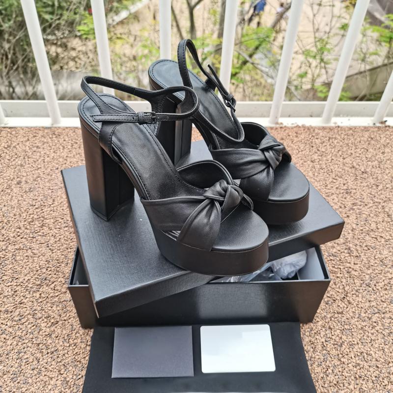 Dress Shoes Brand Peep Toe Platform Knotted Slingback Sandals Wedding Women Strap Bow Block High Heel Luxury Ladies Summer ShoesDress