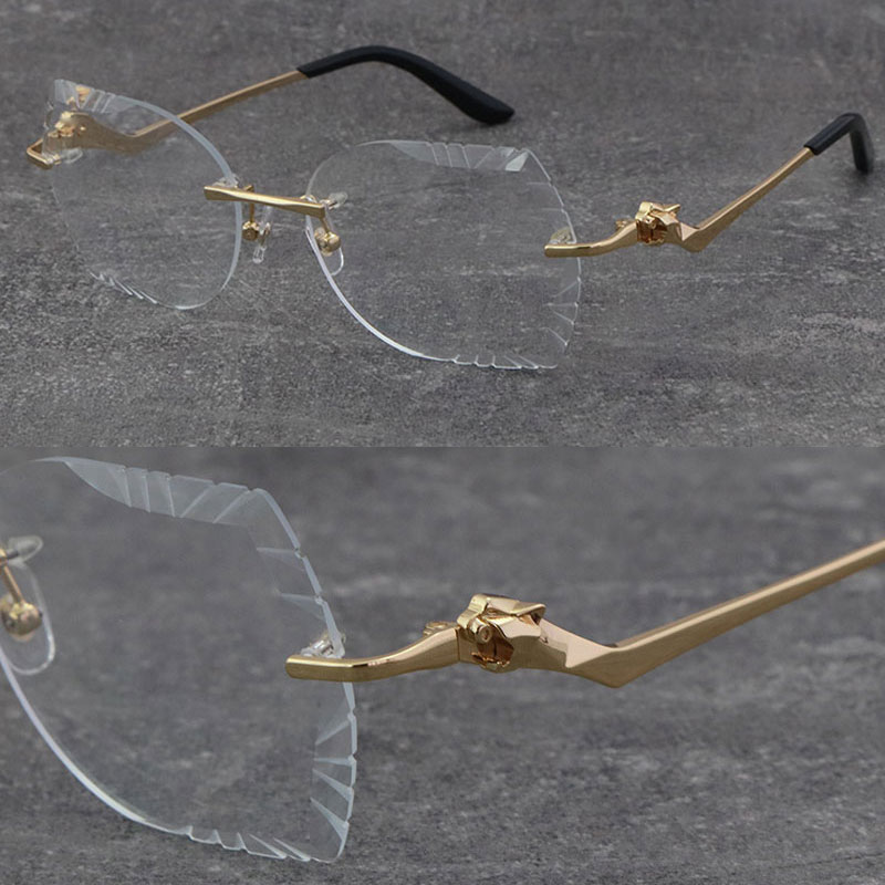 Metal Rimless Luxury Diamond cut Eyewear Design Classical Model Frames Women Eyeglasses Cat Eye Glasses 18K Gold Leopard Series Optical Male and Female Myopic Frame
Metal Rimless Luxury Diamond cut Eyewear Design Classical Model Frames Women Eyeglasses Cat Eye Glasses 18K Gold Leopard Series Optical Male and Female Myopic Frame