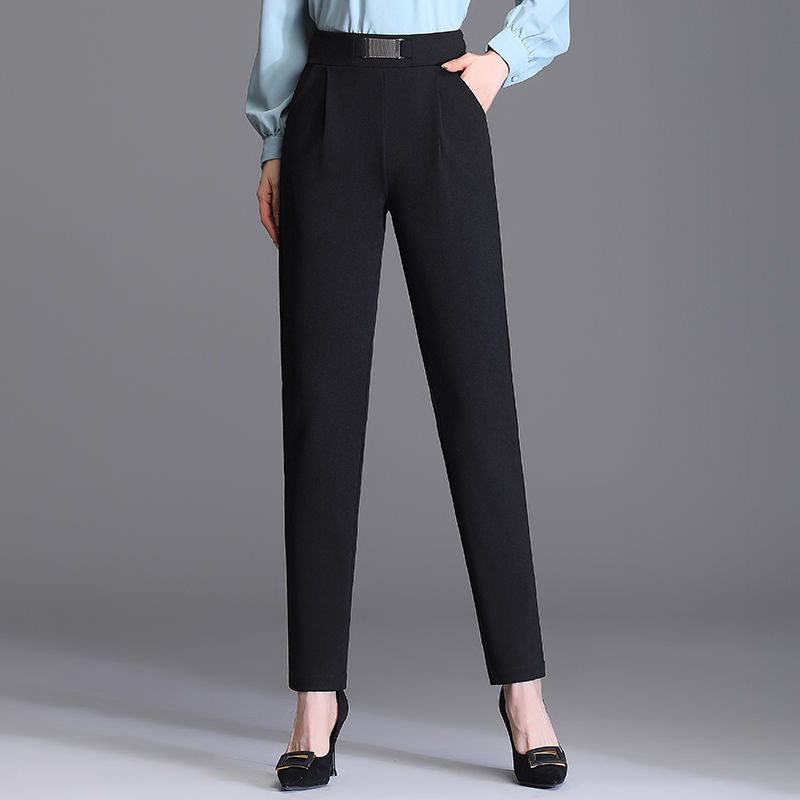 Spring Women High Waist Solid Elegant Ankle-Length Pants Office Ladies Skinny Chic Trousers Female Casual Fashion Pant 220325