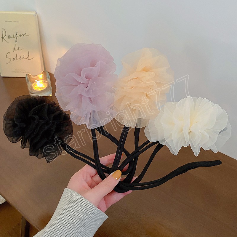 Women Elegant Flowers Bun Maruko Hairstyles Making Long Tools Sweet Headband Hairbands Fashion Hair Accessories