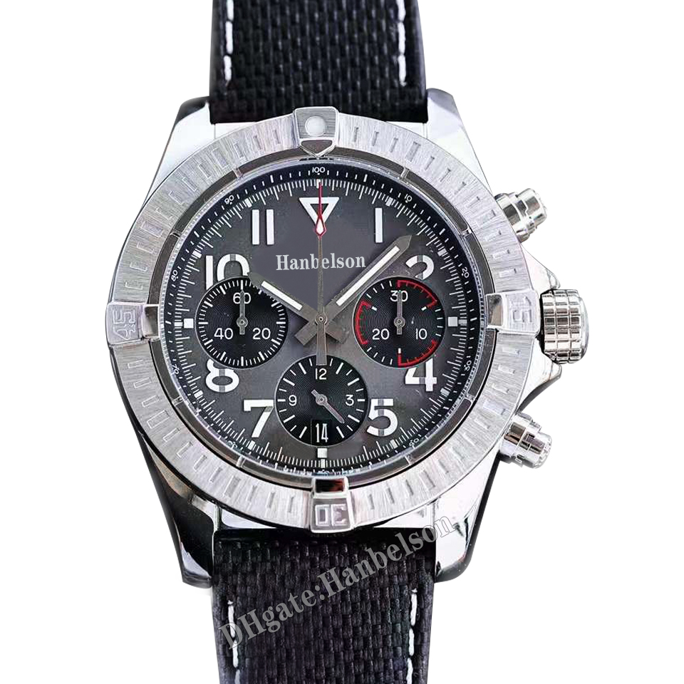 Mens Watch Black Nylon Miyota Quartz movement luminous Full working Chronograph Heavy satinless steel Designer Grey face Male wristwatch 43mm, Green dial rubber strap
Mens Watch Black Nylon Miyota Quartz movement luminous Full working Chronograph Heavy satinless steel Designer Grey face Male wristwatch 43mm, Green dial rubber strap