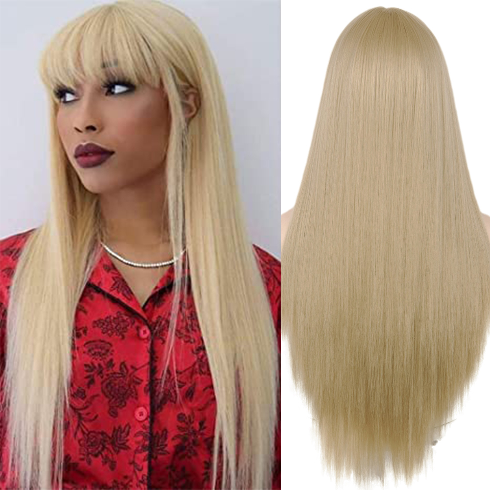Fashion Long Straight High Temperature wig with bangs for Woman Cosplay wig