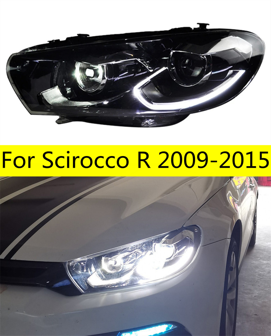 2 PCS Car Lights For Scirocco R 2009-20 15 Head Lamps LED Turn Signal Angel Eyes Headlights DRL Driving Light