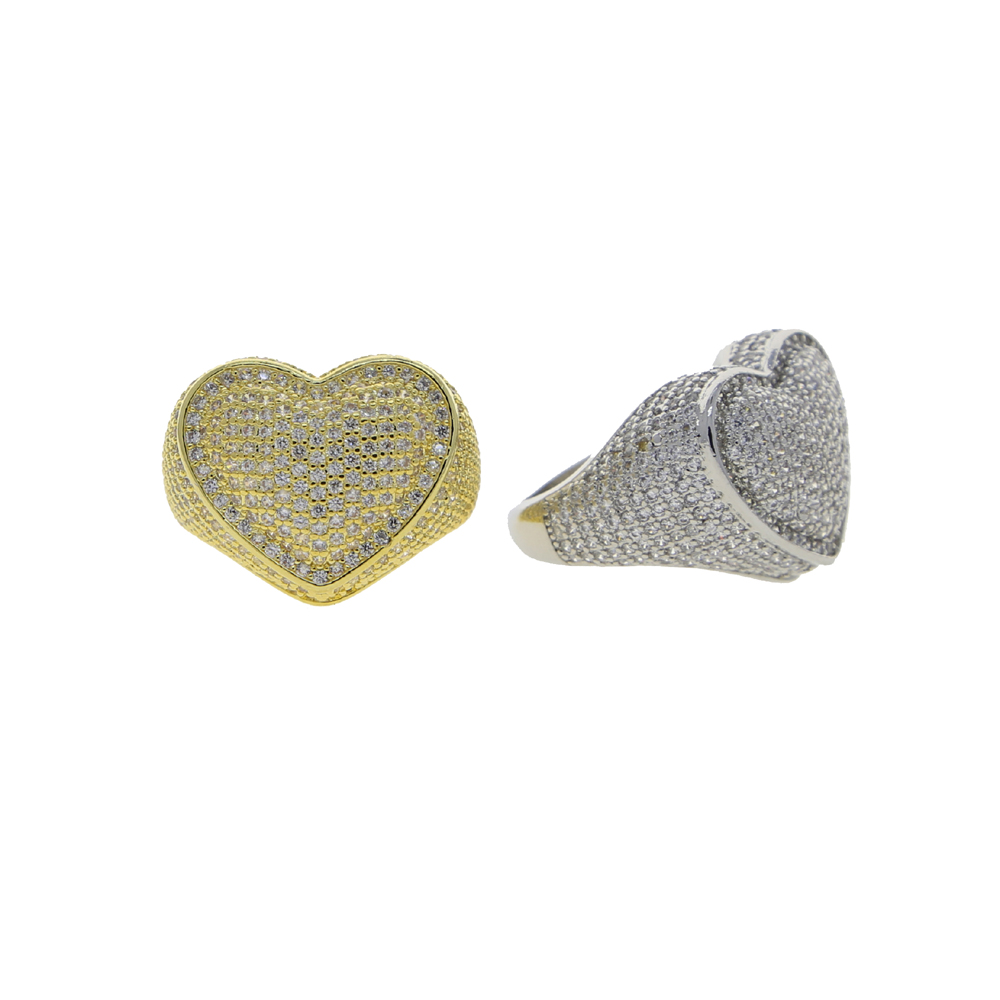Micro Pave CZ Full Finger Ring For Women Big Heart Shaped Valentine039s Gift Ice Out Bling Cocktail Rings