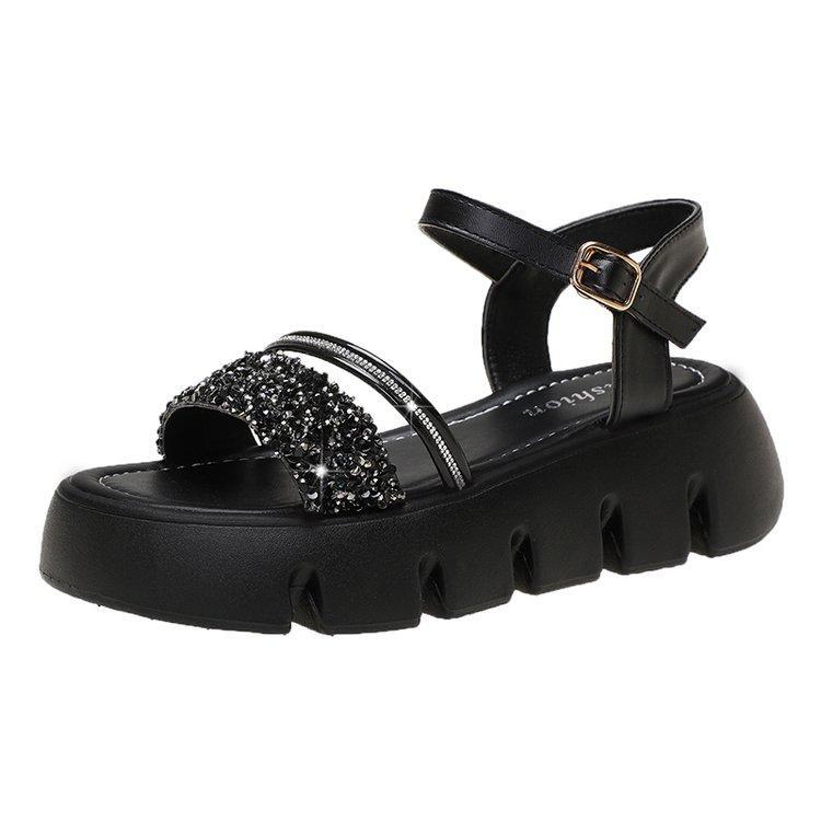 Summer New Platform Sandals Outdoor Height Fashion Leisure Diamond Sponge Cake Versatile Deodorant Personality Leisure Shopping Women's Shoes