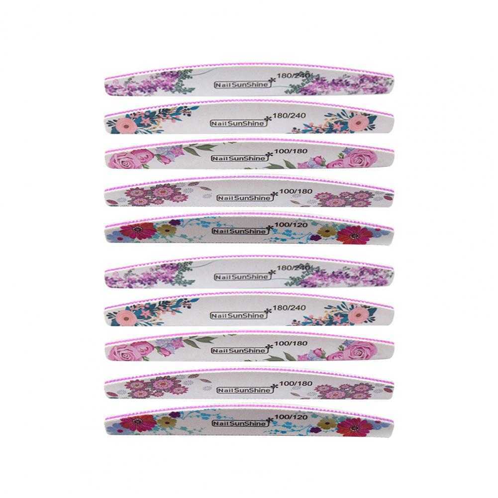 New Nail File Flower Printed Nail Buffer Colorful DIY PS Floral Half Moon Emery Board For Female Professional Manicure Too