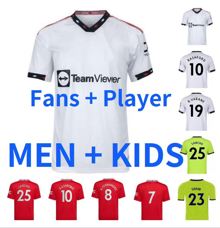 2022 2023 MAN UTD SANCHO Soccer Jerseys POGBA FERNANDES R. VARANE ANTONY ERIKSEN CASEMIRO RASHFORD Men Kids Kits Football Shirt 22 23 fans Player version
2022 2023 MAN UTD SANCHO Soccer Jerseys POGBA FERNANDES R. VARANE ANTONY ERIKSEN CASEMIRO RASHFORD Men Kids Kits Football Shirt 22 23 fans Player version