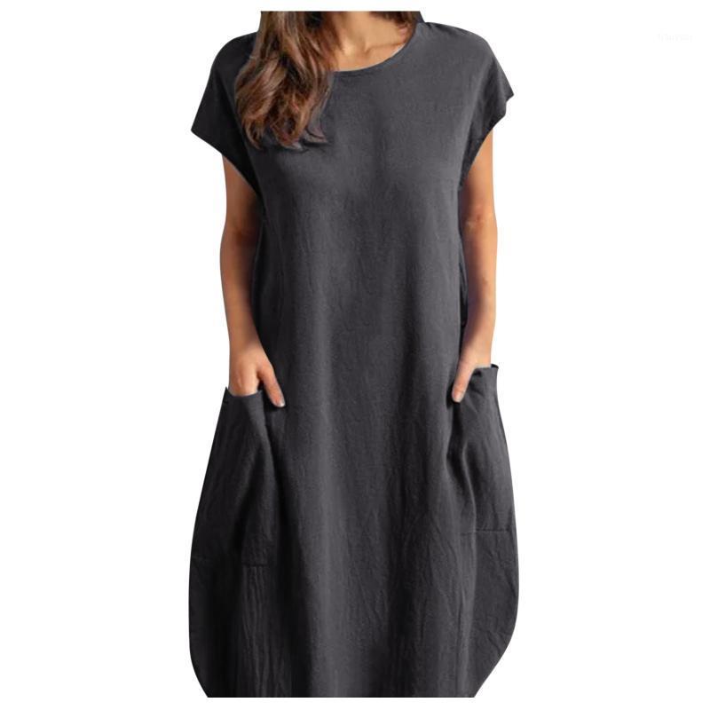 Casual Dresses Cotton And Linen Summer Dress For Women Solid Color Short Sleeve Round Collar Mini With Pockets Vestido De Mujer, Blue
Casual Dresses Cotton And Linen Summer Dress For Women Solid Color Short Sleeve Round Collar Mini With Pockets Vestido De Mujer, Blue