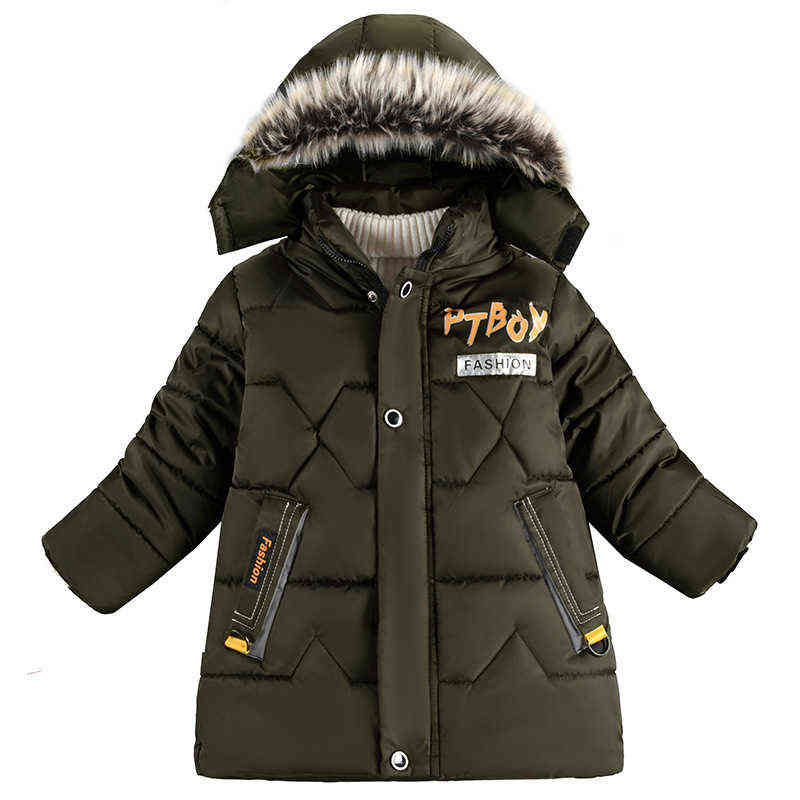 Boys Down Jackets 5-10 Year 2022 Winter Teenager Boy Thick Warm Cotton Hooded Jackets Outerwear Children Clothes Windbreaker Jackets J220718