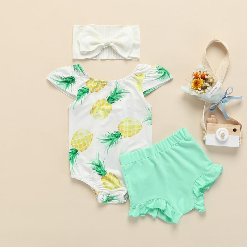 Clothing Sets CitgeeSummer Born Girl Outfits Flying Sleeve Pineapple Printing Romper Solid Color Shorts Hairband ClothesClothing, As pic
Clothing Sets CitgeeSummer Born Girl Outfits Flying Sleeve Pineapple Printing Romper Solid Color Shorts Hairband ClothesClothing, As pic