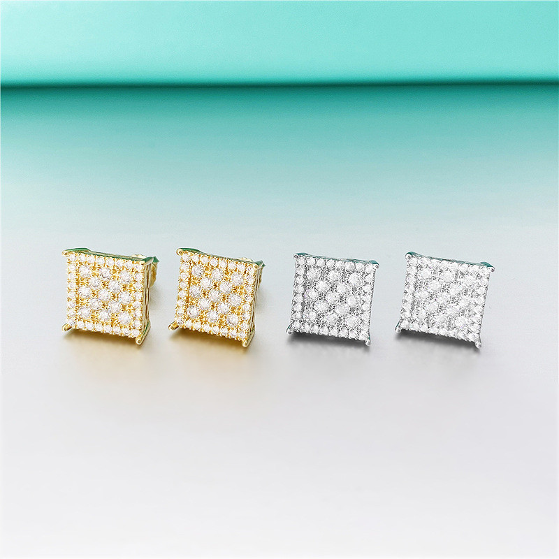 Allergic 925 Sterling Silver Gold Plated Bling Moissanite Diamond Earrings Studs for Men Women Nice Gift