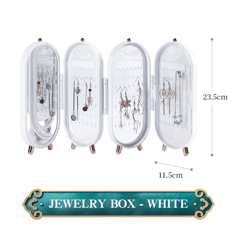 Storage Boxes & Bins Foldable Jewelry Box Household Earrings Necklace Display Stand High Capacity Luxury Retro Screen Organizer Case