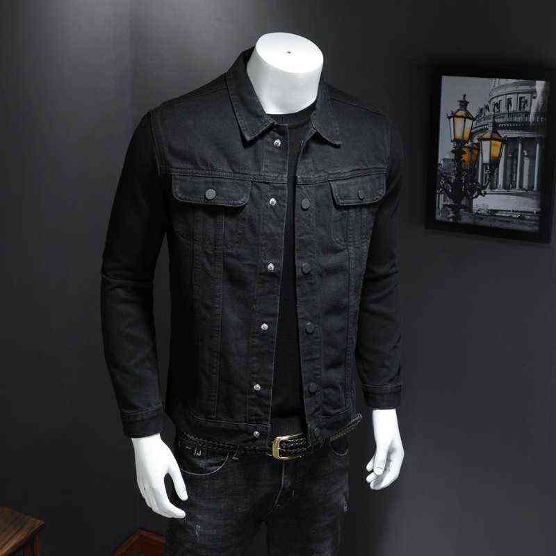 Mens Denim Jacket Moto Biker Outerwear Coats Men Jeans Jacket Black Casual Cotton Turn Down Collar Motorcycle Denim Coats Men Y220803