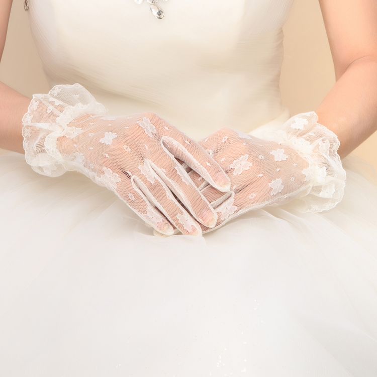 Bow Bridal Gloves Wedding Accessories Fashion Evening Gloves Lace Bowtie Bride Glove