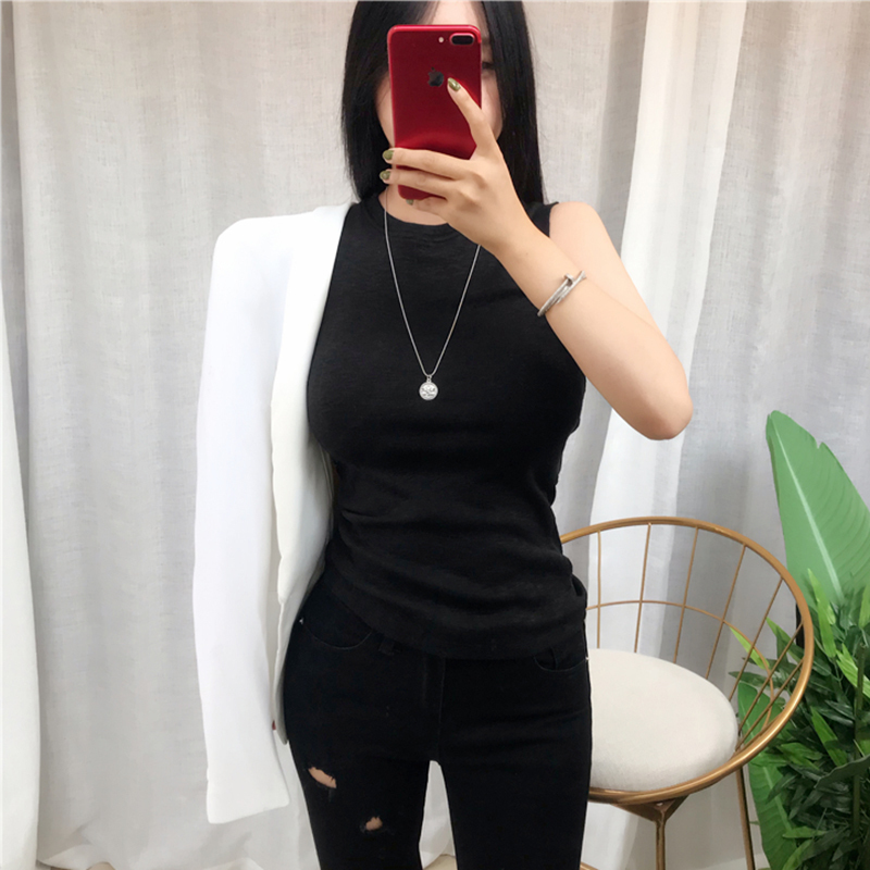 Women Spring Summer Tank Tops Sleeveless Slim fit Korean Tee Ladies Round Neck Vest Singlets Camisole Cotton Thin 220325