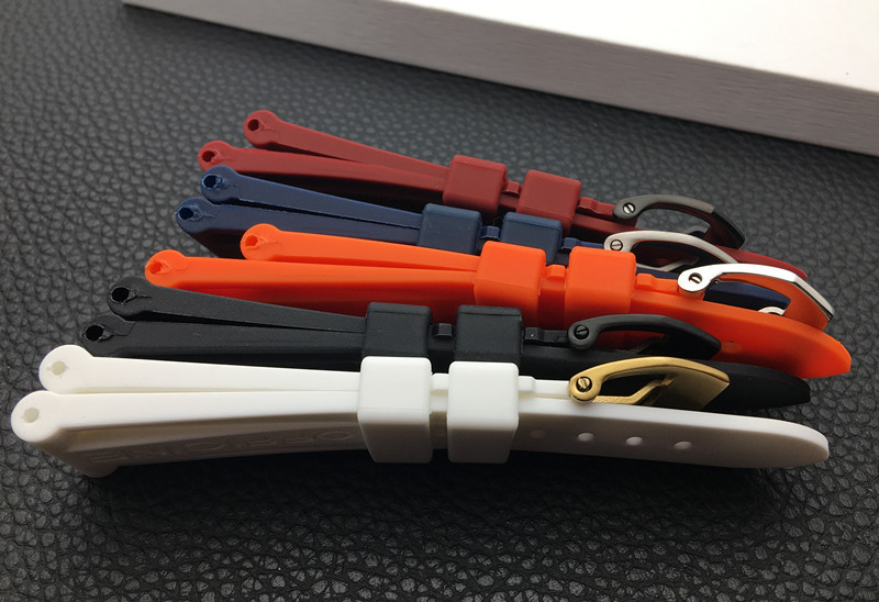 22mm 24mm 26mm Black Blue Red Orange white watch band Silicone Rubber Watchband replacement For Panerai Strap tools steel buckle 220526