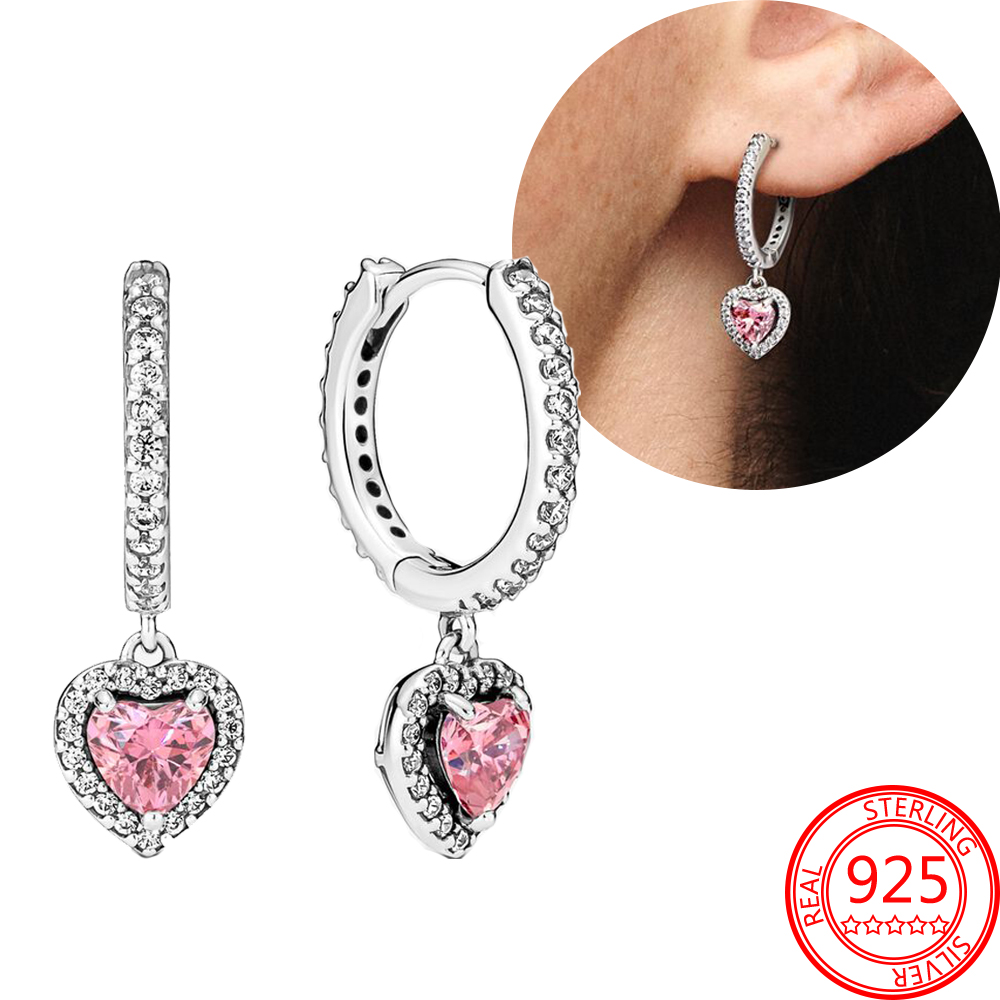 charm new 925 Sterling Silver stud rose gold Diamond hoop earring pendant women wedding jewelry gift fashion accessorie 1
