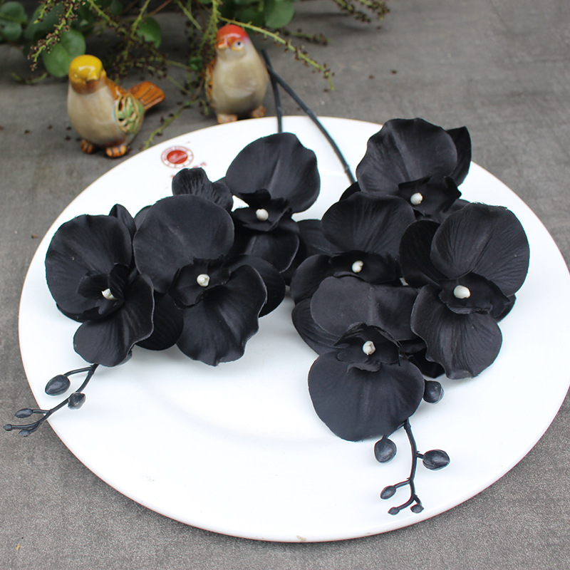105cm Black gothic Butterfly Orchid Flowers Artificial Flower High Quality Phalaenopsis Fake Plants for Garden Potted Home Decoration