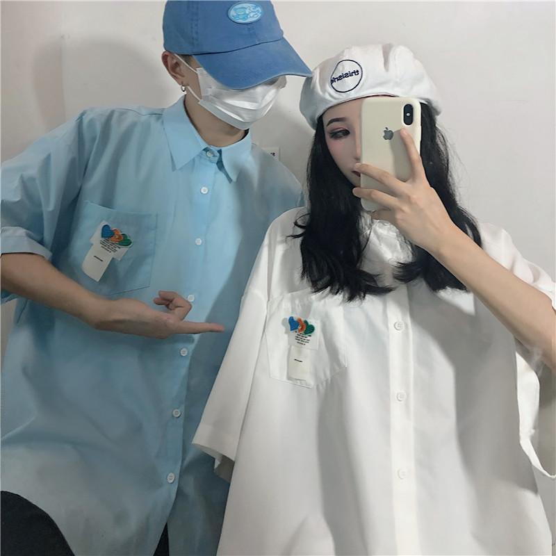 Women's Blouses & Shirts Summer Harajuku Short Sleeve Men And Women Blouse Casual Half-sleeve Korean Style Plus Large Cardigan Top Unisex St, Blue
Women's Blouses & Shirts Summer Harajuku Short Sleeve Men And Women Blouse Casual Half-sleeve Korean Style Plus Large Cardigan Top Unisex St, Blue