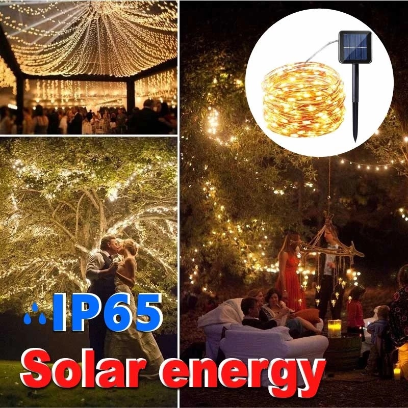 LED Solar Light Outdoor Waterproof Fairy Garland String Lights Christmas Party Garden Solar Lamp Decoration 5/110/20/30/40 M Strips Cooper Wire warm W