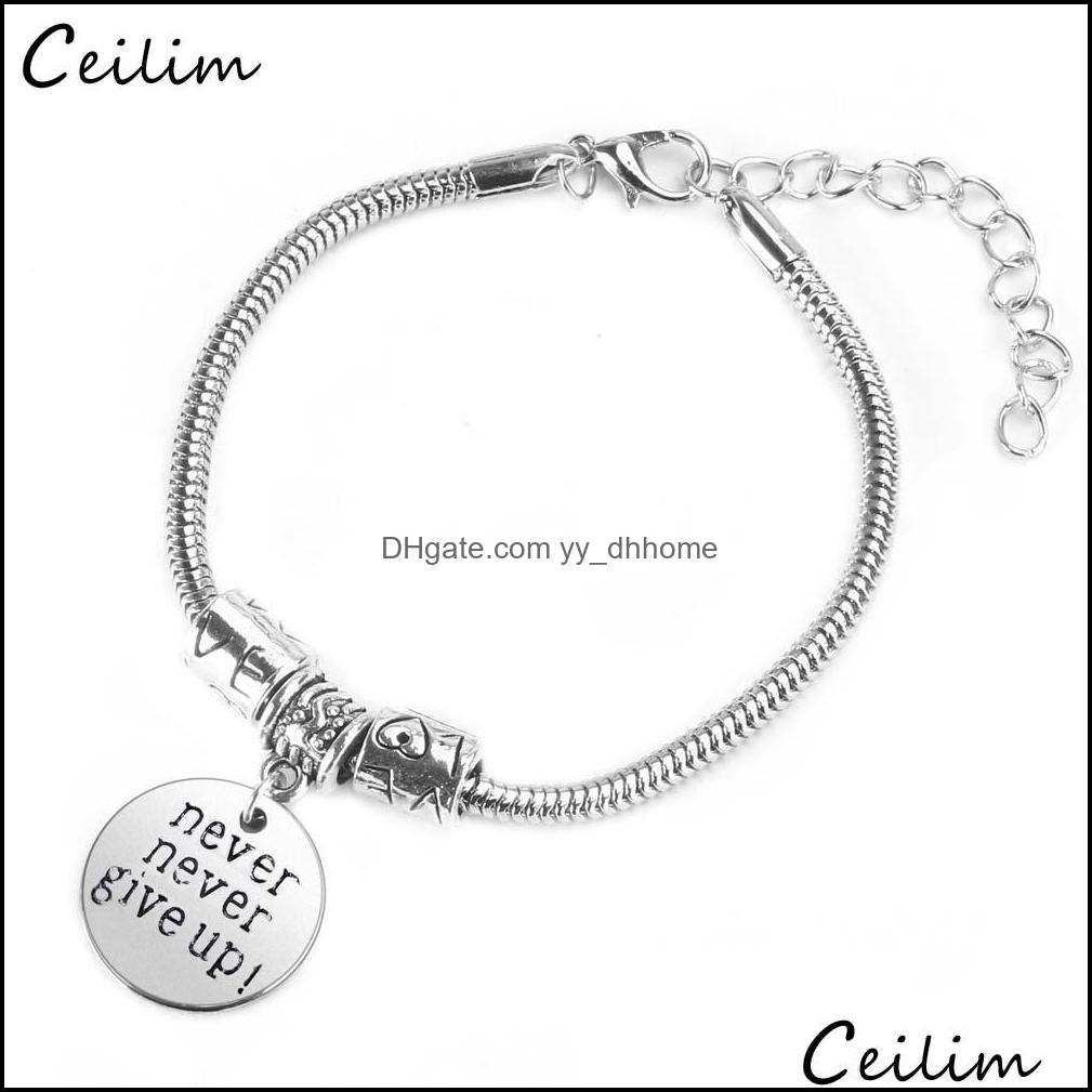Link Chain Bracelets Jewelry Never Give Up Letter Persistence Bracelet Men Inspired Excitation Handmade For Women Gifts Wholesale Drop
Link Chain Bracelets Jewelry Never Give Up Letter Persistence Bracelet Men Inspired Excitation Handmade For Women Gifts Wholesale Drop