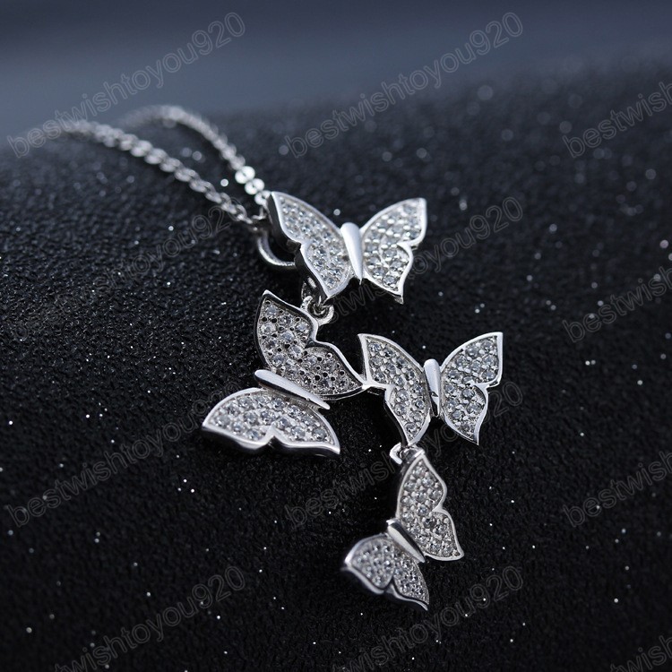 Fashion Multiple Zircon Butterfly Necklaces & Pendants For Women Jewelry Wedding Chokers Necklace Gifts
