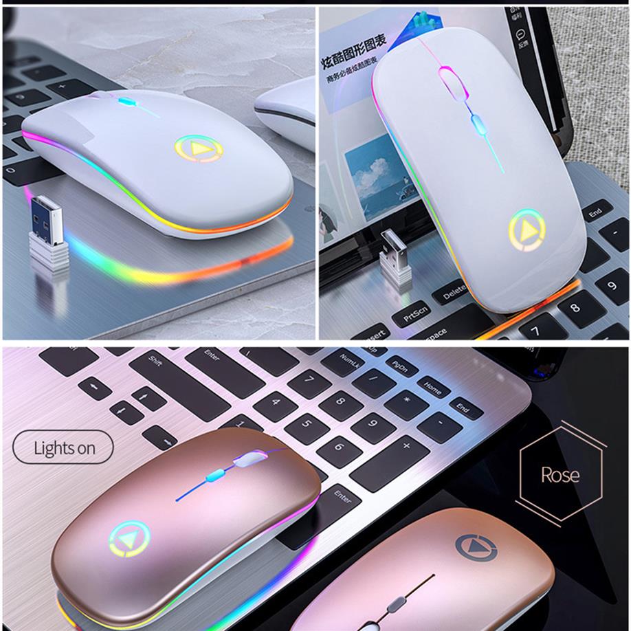 Epacket Wireless Mice Bluetooth RGB Rechargeable Silent Mouse Computer LED Backlit Ergonomic Gaming Mouse For Laptop PC2412296H