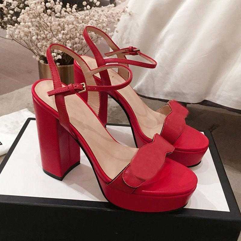 

Womens Single shoes fashion real Leather bottom sandals High-heeled shoes women summer fashion sandals size 35-41 with box, Red