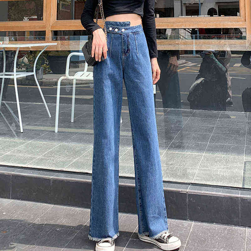 High-Rise Fringed Wide-Leg Jeans Casual Blue Women's Straight Leg Pants Loose All-Match Ladies Trousers 2022 Spring New T220728, Blue jeans
High-Rise Fringed Wide-Leg Jeans Casual Blue Women's Straight Leg Pants Loose All-Match Ladies Trousers 2022 Spring New T220728, Blue jeans