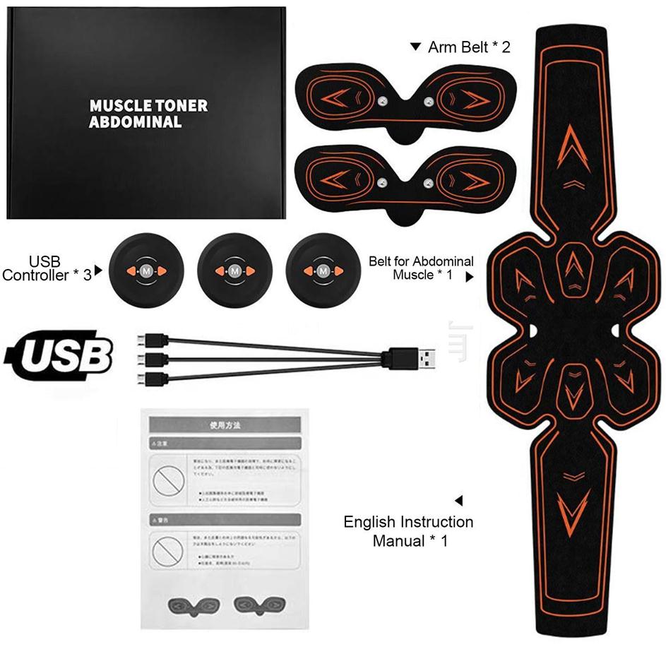 Rechargeable Wireless Abdominal Muscle ABS EMS Sticker Smart Fitness Massage Stimulator Body Slimming belt253y