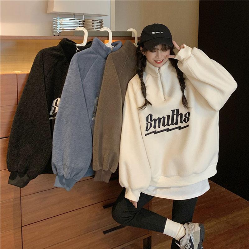 Women's Hoodies & Sweatshirts Lamb Velvet Stand-Collar Sweater Women Japanese Streetwear Vintage Winter Warm Fashion Retro Zipper Top High S, Black
Women's Hoodies & Sweatshirts Lamb Velvet Stand-Collar Sweater Women Japanese Streetwear Vintage Winter Warm Fashion Retro Zipper Top High S, Black