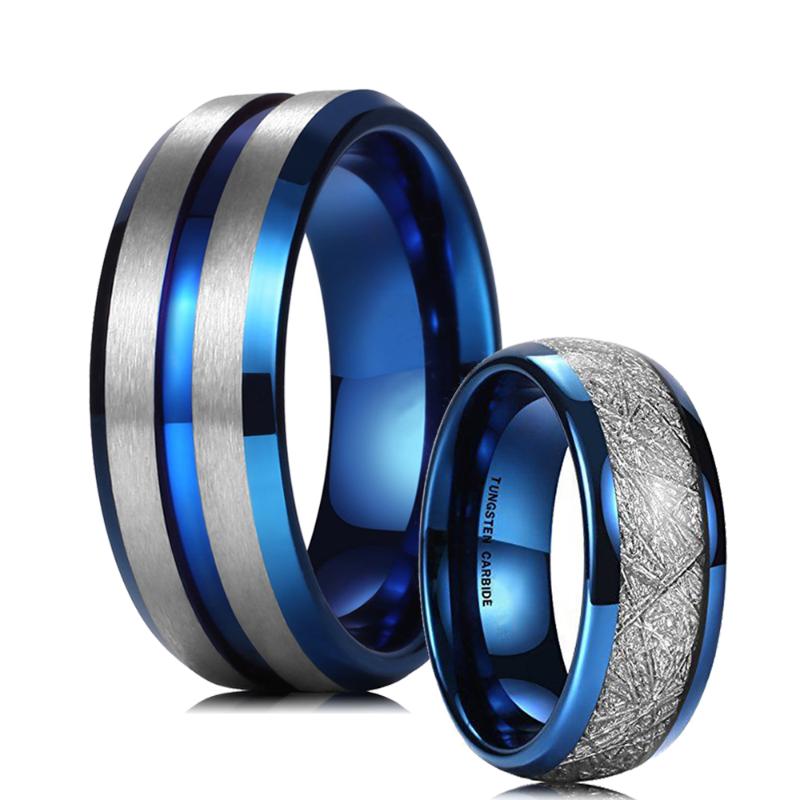 Wedding Rings Trendy 8mm Blue Groove Beveled Edge Tungsten For Men Women Meteorite Inlay Stainless Steel Carbon Fibre RingWedding
Wedding Rings Trendy 8mm Blue Groove Beveled Edge Tungsten For Men Women Meteorite Inlay Stainless Steel Carbon Fibre RingWedding