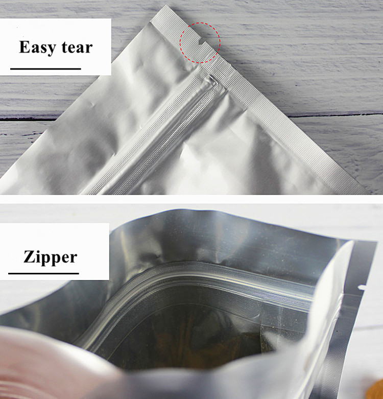 100pcs 3D Thick Stand up Aluminum Foil Packaging Bag Resealable Candy Snack Tea Nuts Food Cereals Coffee Powder Wedding Party Gifts Heat Sealing Stora
