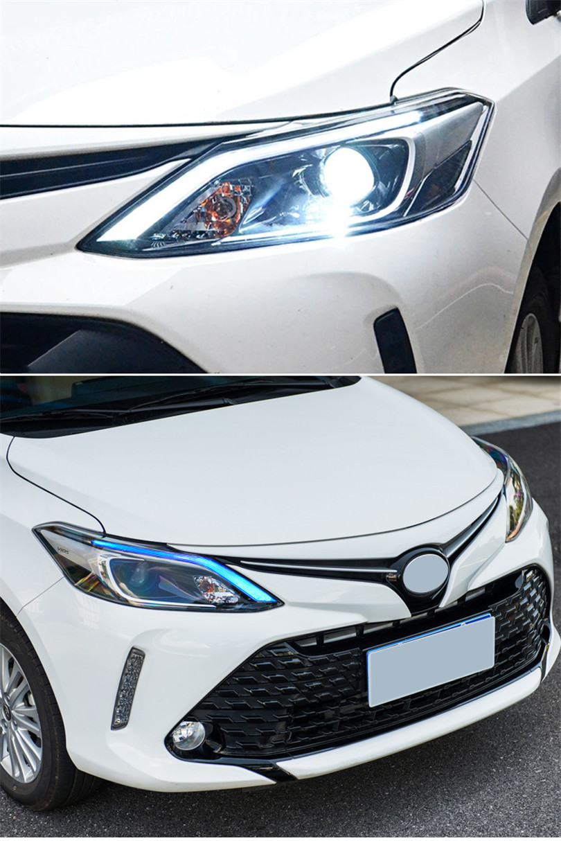 High Beam Head Lamp For Toyota Vios LED Headlight 20 17-19 Blue DRL Turn Signal Dual-beam Lens LED Running Lights