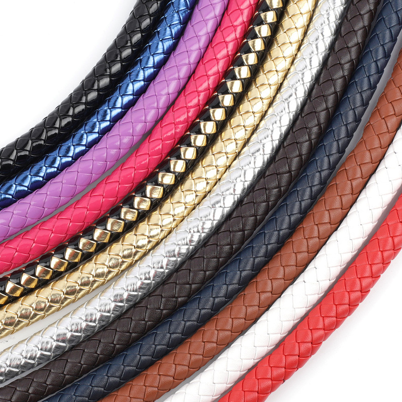 2pcs PU Leather Braided Rope Handles for Handbag Shoulder Bag Strap Handmade Bag DIY Accessories Alloy Metal Hook Buckle KZ0346 220817