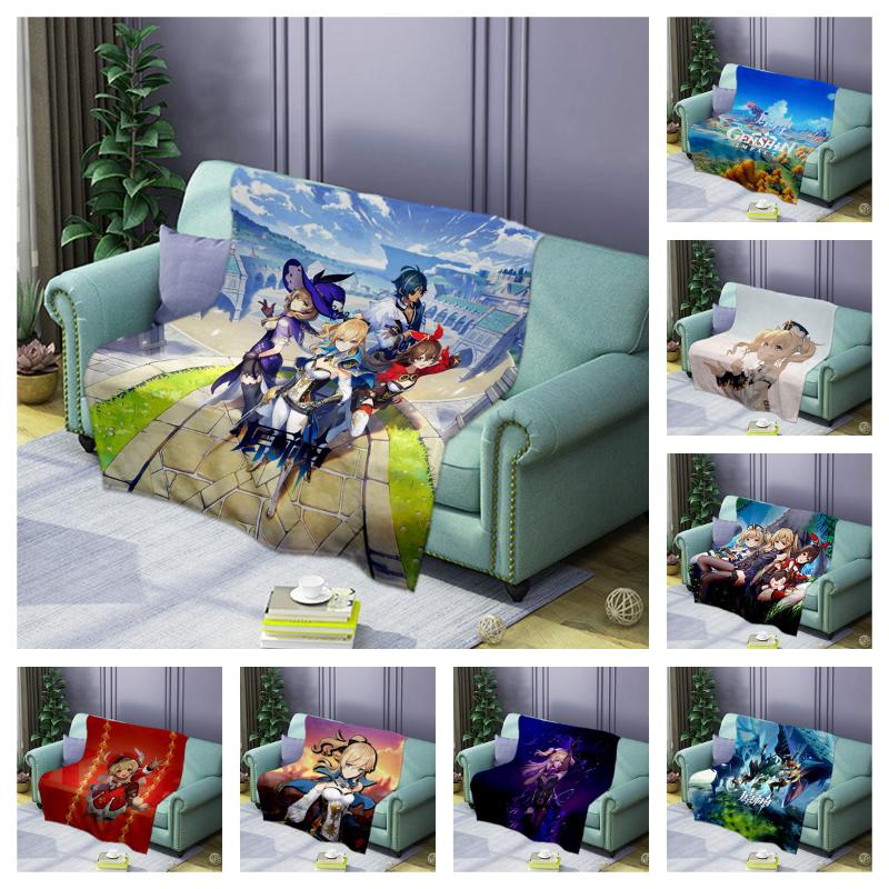 

Blankets Anime Genshin Impact Jean Klee Cartoon Pattern Office Siesta For Bedroom Sofa Travel Car DIY Soft Warm Flannel Fleece Blanket