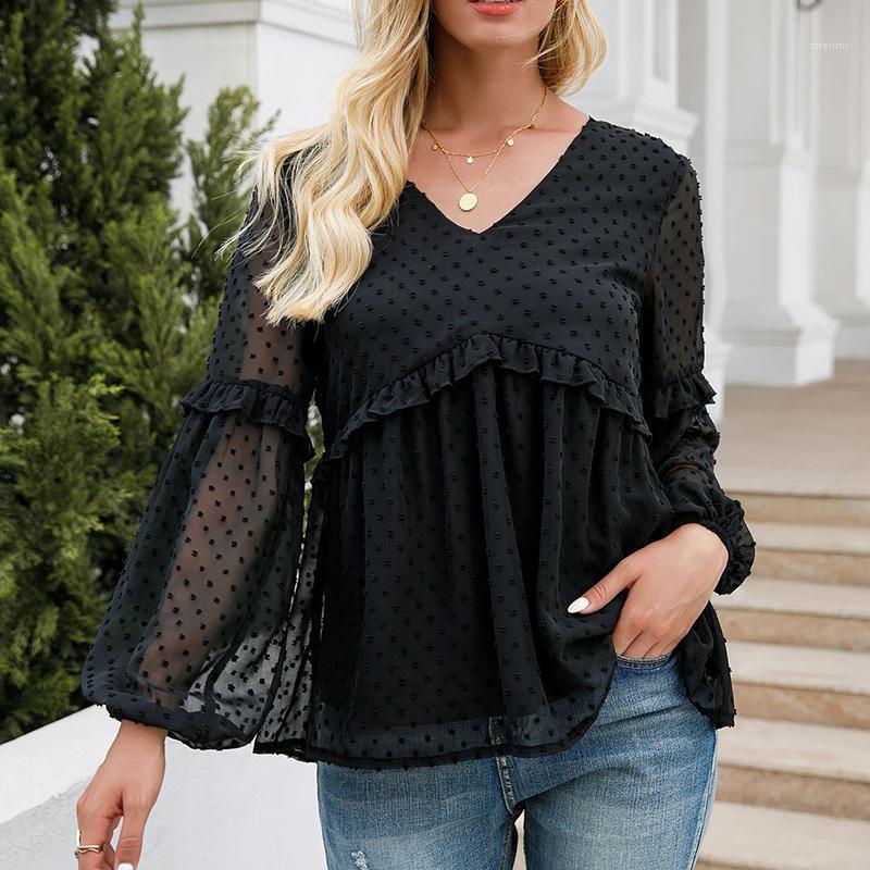 Women's Blouses & Shirts Autumn Polka Dot V Neck Blouse Women Ruffle Long Flare Sleeve Causal Office Ladies Tops Female 2022 Fashion Elegant, Blue
Women's Blouses & Shirts Autumn Polka Dot V Neck Blouse Women Ruffle Long Flare Sleeve Causal Office Ladies Tops Female 2022 Fashion Elegant, Blue