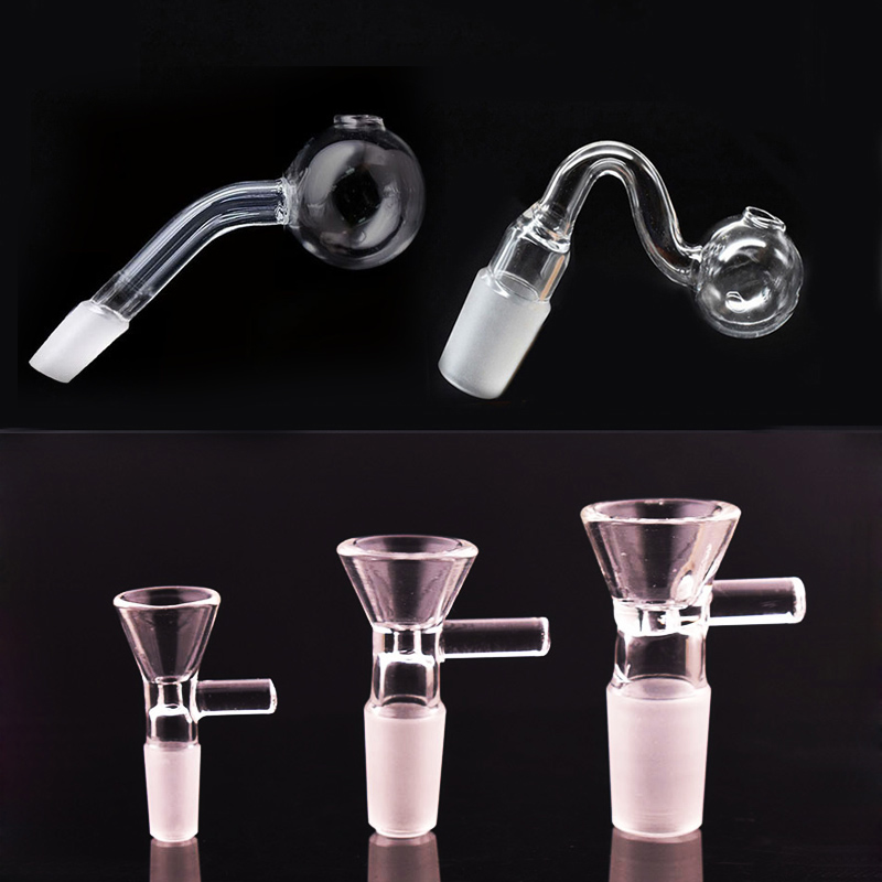 Curved Pyrex Glass Oil Burner Pipe 45 90 Degree 10mm 14mm 18mm Male Female Tobacco Smoking Bowl for Dab Rigs Water Bong