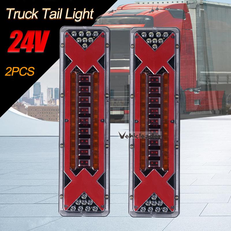 

Parts 2PCS 24V Car Truck Tail Light Dynamic LED Turn Signal Rear Brake Reverse Lamp For Trailer Lorry Bus Camper Van