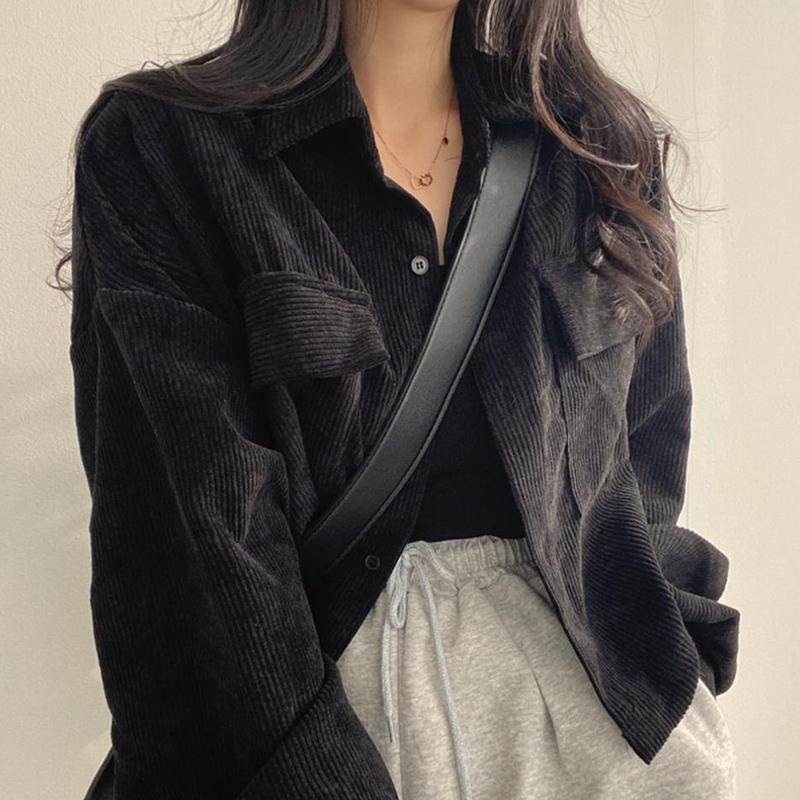 Women's Jackets Autumn Corduroy Women Solid Color Long Sleeve Turn Down Collar Coat Fashion Blouse Aesthetic Outerwear WindbreakerWomen's, Black
Women's Jackets Autumn Corduroy Women Solid Color Long Sleeve Turn Down Collar Coat Fashion Blouse Aesthetic Outerwear WindbreakerWomen's, Black
