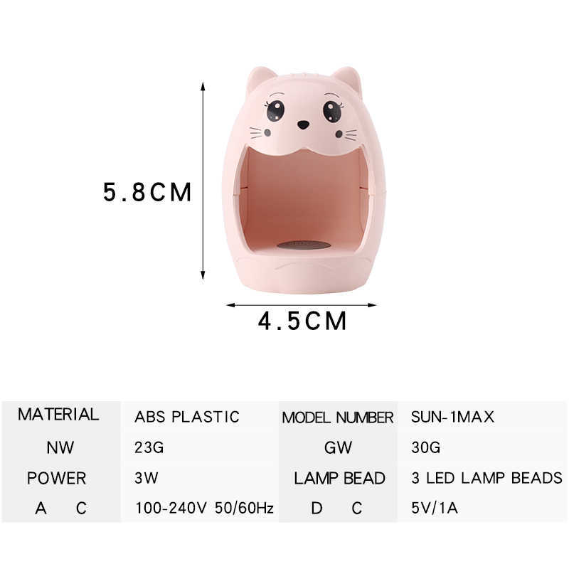 MINI Nail Dryer 3W USB UV LED Lamp Pink Egg Cat Shape Design Nail Art Manicure Tools Fast Drying Curing Light For Gel Polish MINI Secador De Unas