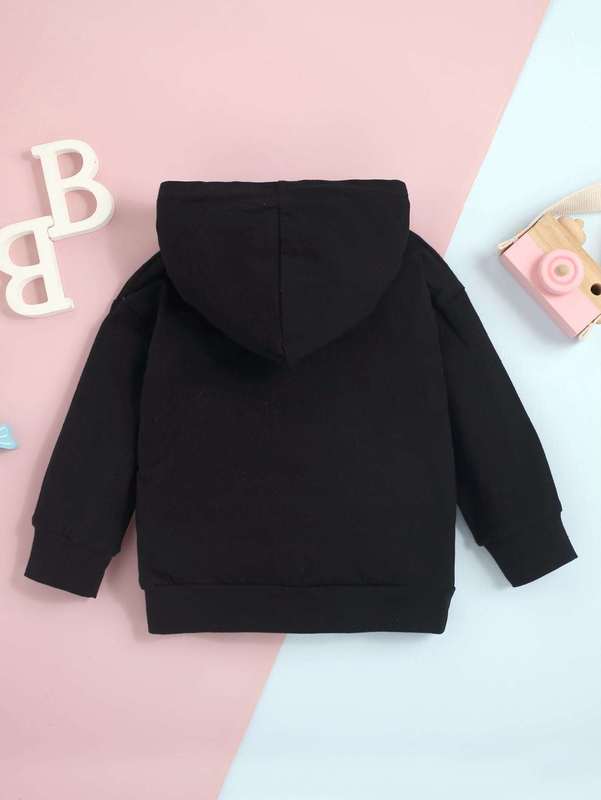 Baby Solid Kangaroo Pocket Drop Shoulder Hoodie SHE