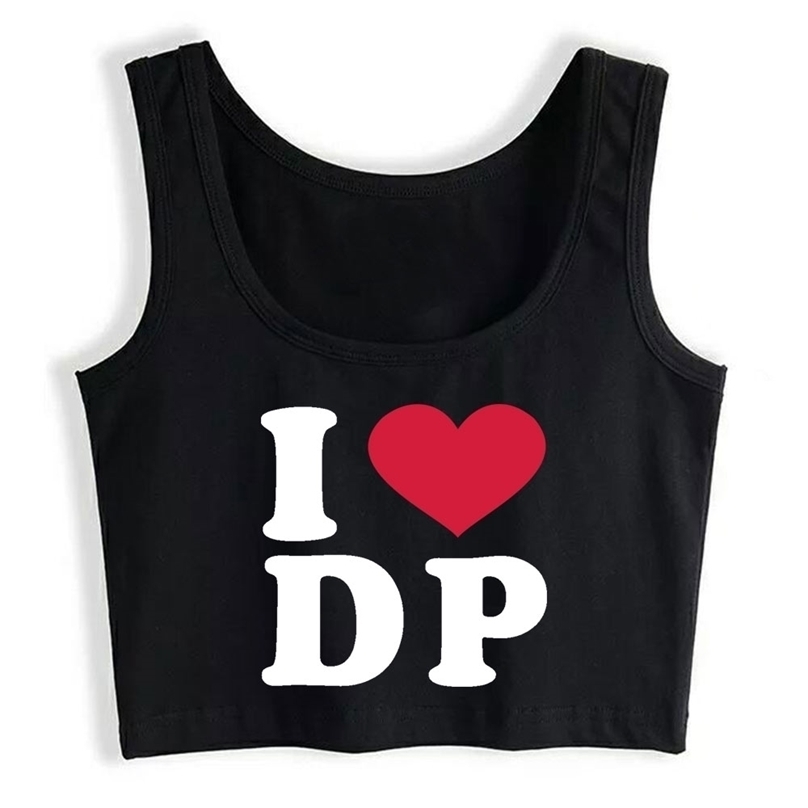Crop Top Sport I Love Dp Summer White Print Tops Women 220325