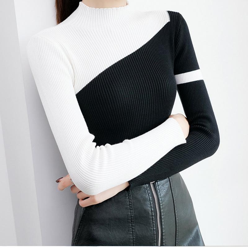 Women's Sweaters Autumn Hit Color Women Sweater Pullovers Winter Patchwork Half Turtleneck Knitted Spring Fashion Pullover Female, Black white
Women's Sweaters Autumn Hit Color Women Sweater Pullovers Winter Patchwork Half Turtleneck Knitted Spring Fashion Pullover Female, Black white