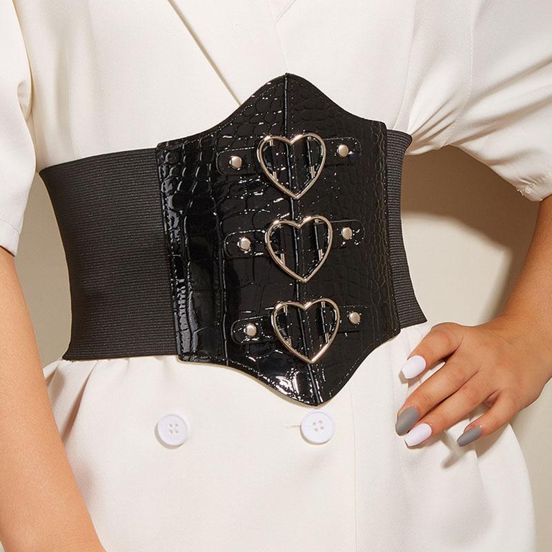 Belts Trend 2022 Black Leather With Gold Heart Metal Steampunk Wide Elastic Waistband Women Classic Chic Waist Belt Fashion Girdle, Silver
Belts Trend 2022 Black Leather With Gold Heart Metal Steampunk Wide Elastic Waistband Women Classic Chic Waist Belt Fashion Girdle, Silver