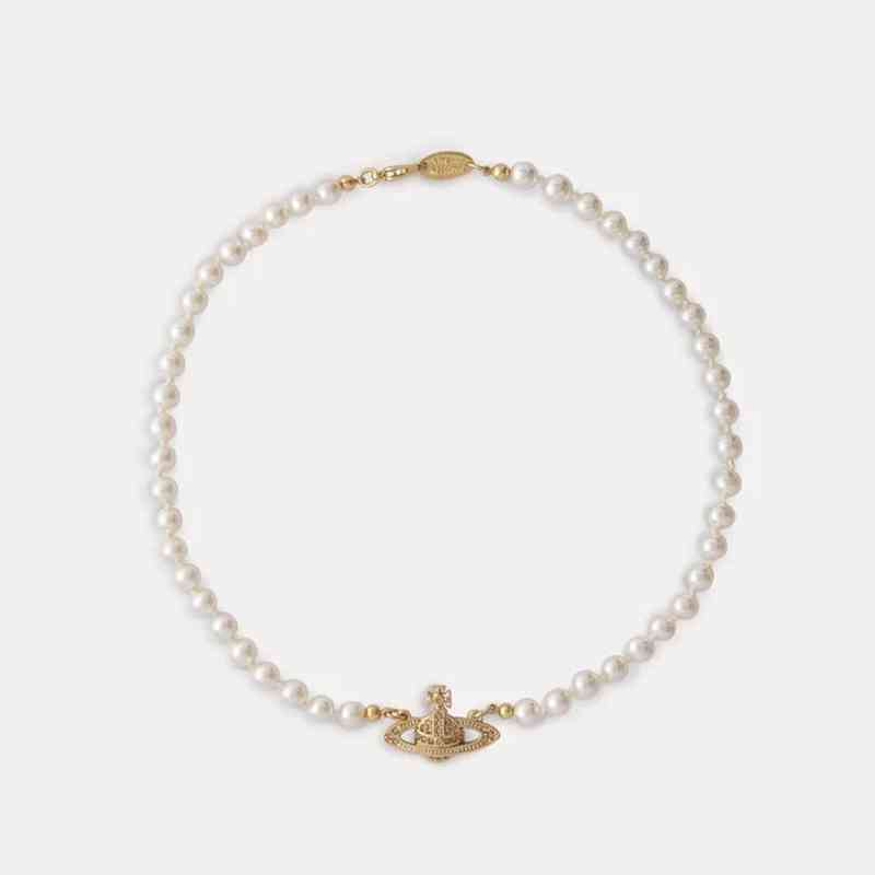 Fashion Vivian West Queen Pearl Saturn Full Diamond Necklace Classic Women's Jewelry Versatile Clavicle Lobster Clasp Chain 
Fashion Vivian West Queen Pearl Saturn Full Diamond Necklace Classic Women's Jewelry Versatile Clavicle Lobster Clasp Chain