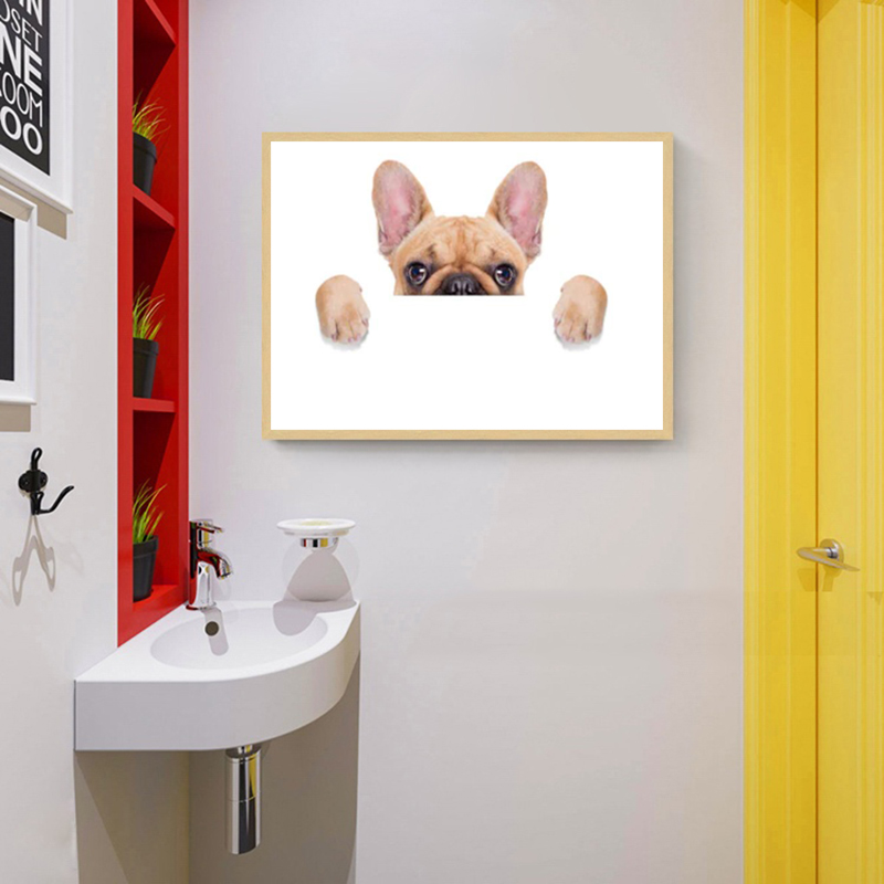 Funny Cute Dog Animal Pictures Canvas Prints Wall Painting For Room Washroom Toilet Decorative Paintings NO FRAME