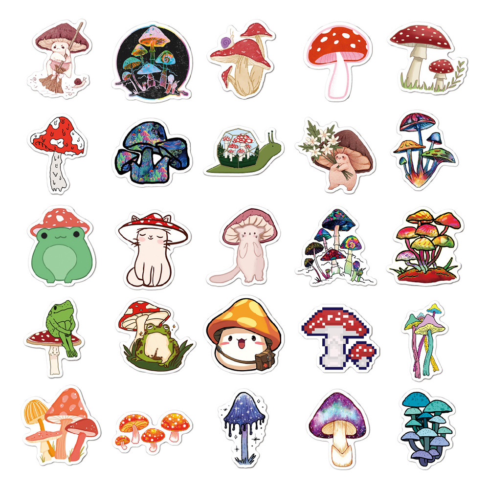 New Waterproof 10/30/50PCS Cartoon Mushroom Plant Graffiti Stickers Decals Phone Bike Skateboard Laptop Scrapbook Diary Cute Sticker Kid Toys Car stic