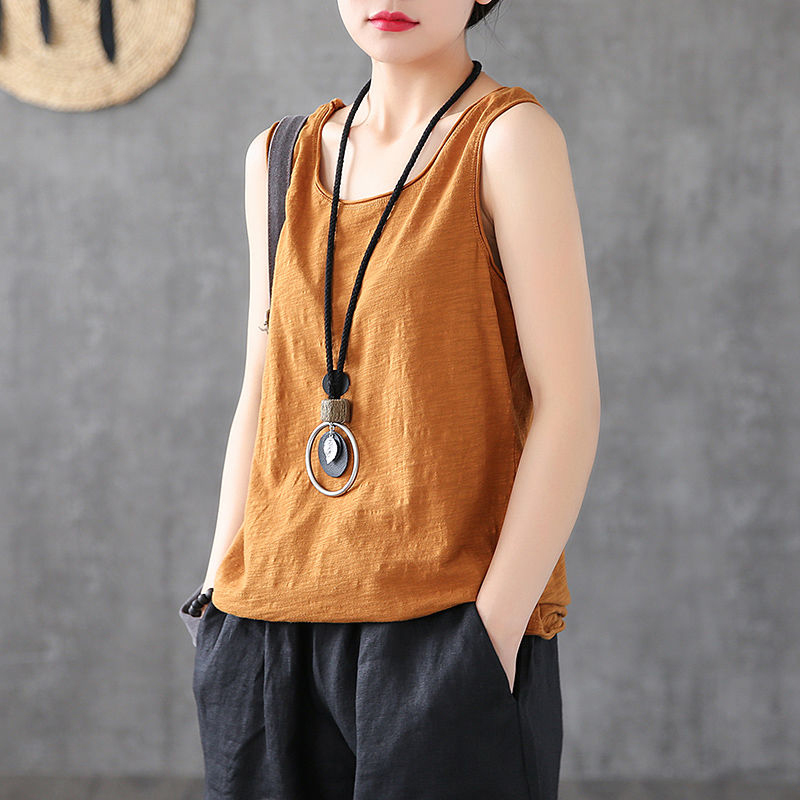 100% Cotton Loose Tank Tops Summer Style Women Casual Solid Plus Size Female Basic Sleeveless High Quality D363 220316